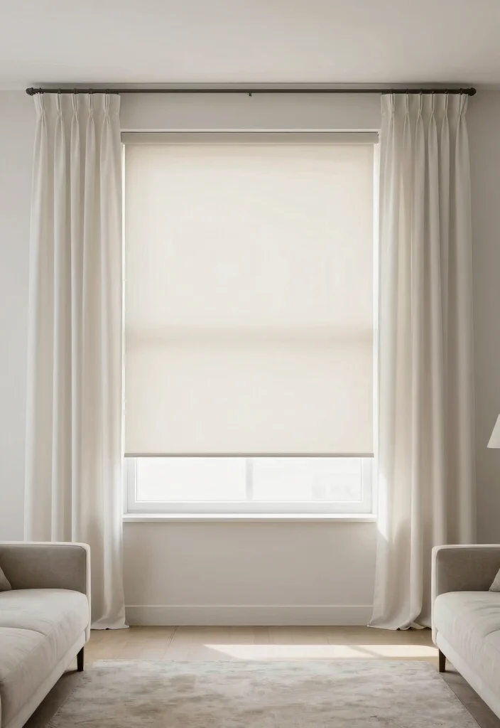 16 Living Room Blinds and Curtains Ideas Layered Window Style - 15. Minimalist Window Treatments 1