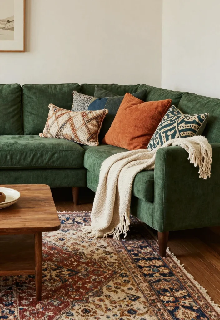 16 Long Living Room Decor Ideas for Smart Flow and Balance - 2. Layering Textiles 1