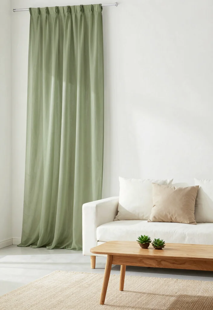 16 Olive Green Curtains Living Room Ideas Earthy Calm Touch - 1. Minimalist Elegance with Olive Green Sheers 1