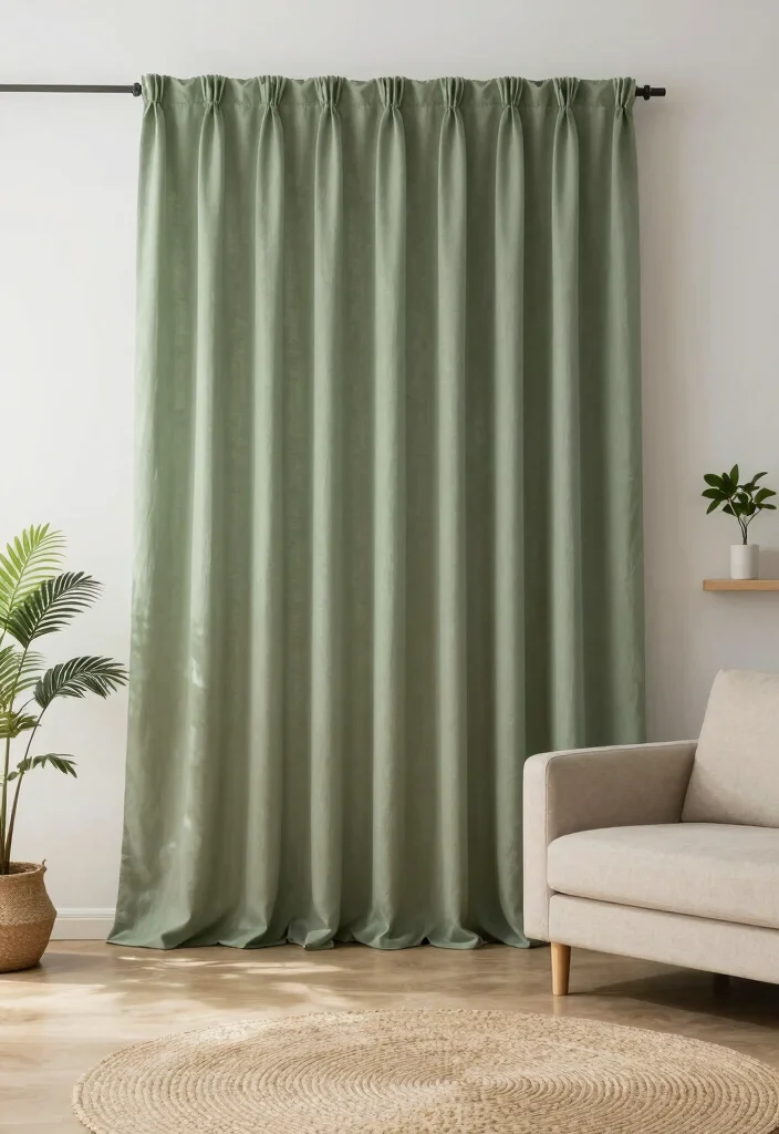 16 Olive Green Curtains Living Room Ideas Earthy Calm Touch - 13. Zen-Inspired Space with Olive Green and Neutrals 1