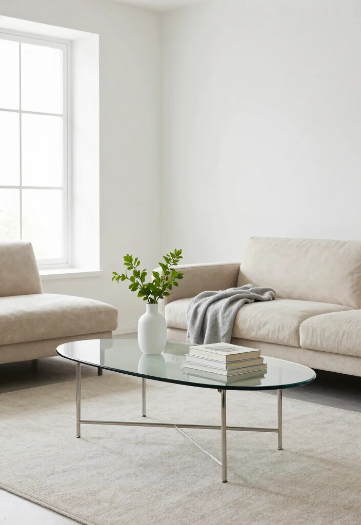 16 Oval Coffee Table Living Room Ideas: Soft Flowing Shape - 1. Embrace Minimalism 1