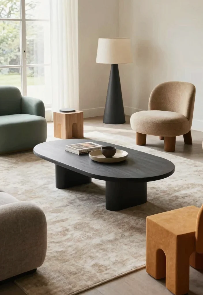 16 Oval Coffee Table Living Room Ideas: Soft Flowing Shape - 11. Play with Shapes 1