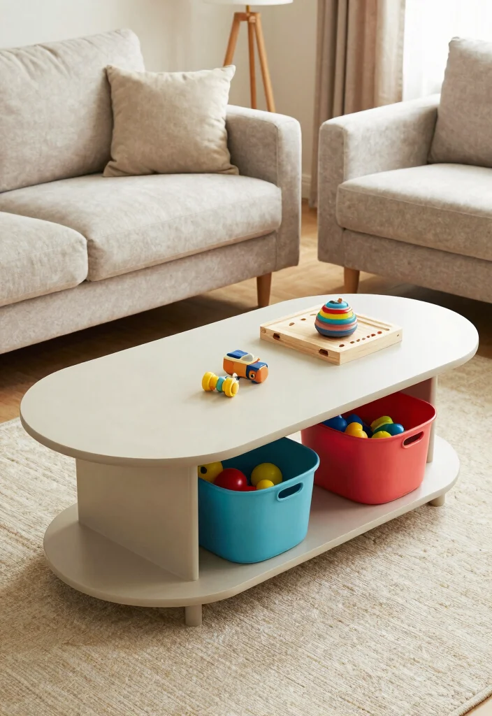 16 Oval Coffee Table Living Room Ideas: Soft Flowing Shape - 14. Family Friendly Options 1