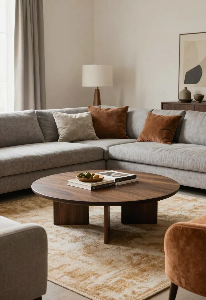 16 Oval Coffee Table Living Room Ideas: Soft Flowing Shape - 16. Balance with Color & Furniture 1