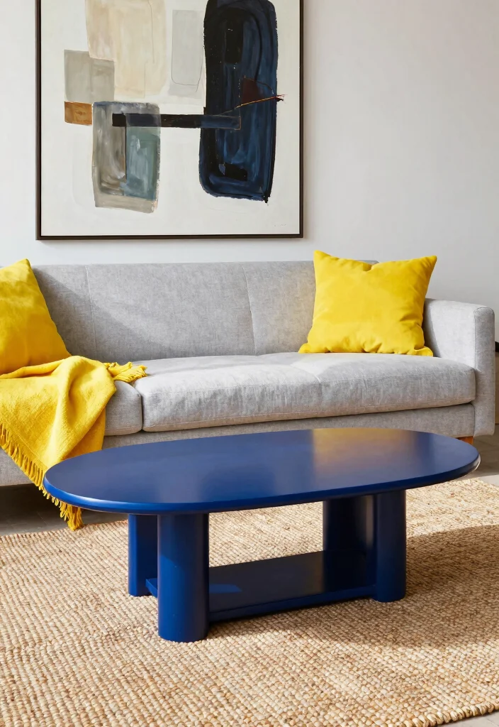 16 Oval Coffee Table Living Room Ideas: Soft Flowing Shape - 3. Bold Color Choices 1