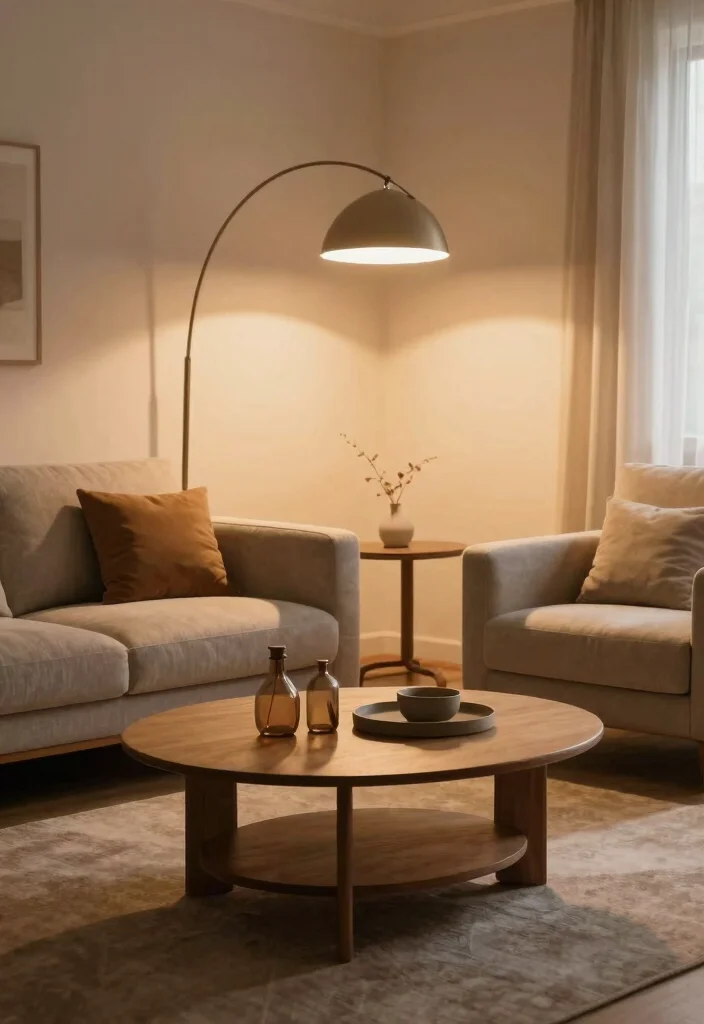 16 Oval Coffee Table Living Room Ideas: Soft Flowing Shape - 9. Thoughtful Lighting 1