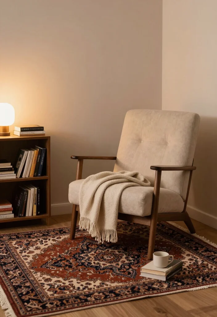 16 Persian Rug Living Room Aesthetic Ideas: Timeless Artful Style - 12. Creating a Relaxation Corner 1