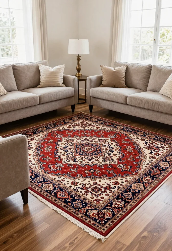 16 Persian Rug Living Room Aesthetic Ideas: Timeless Artful Style - 15. Choosing the Right Size 1