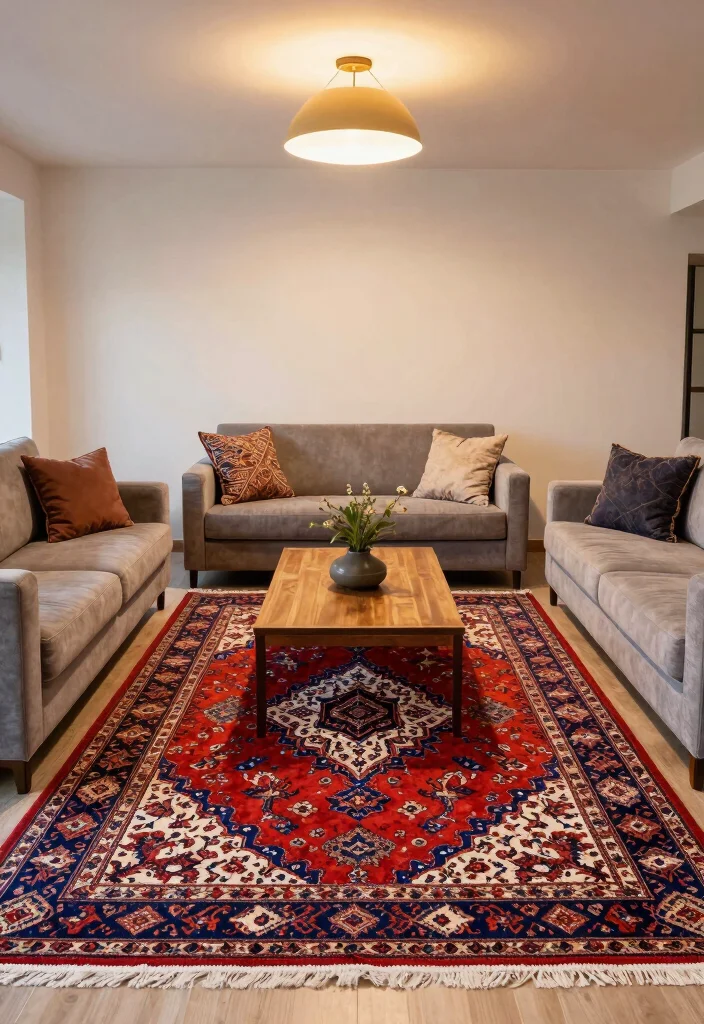 16 Persian Rug Living Room Aesthetic Ideas: Timeless Artful Style - 7. Creating a Focal Point 1