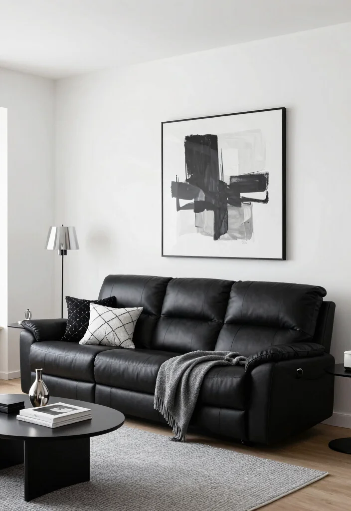 16 Recliner Couch Living Room Ideas: Comfort Meets Style - 1. Monochrome Magic 1
