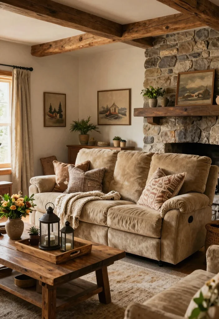 16 Recliner Couch Living Room Ideas: Comfort Meets Style - 6. Rustic Retreat 1