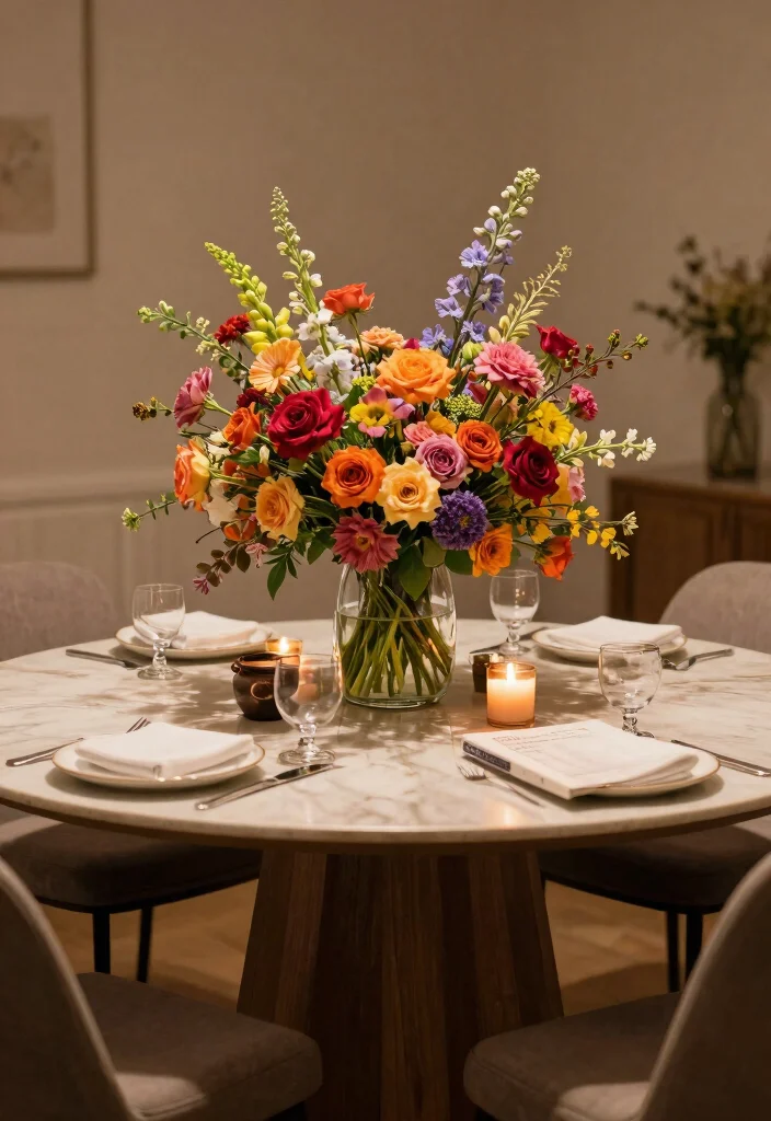 16 Round Table Decor Living Room Ideas for Soft Balanced Styling - 3. Statement Centerpieces 1