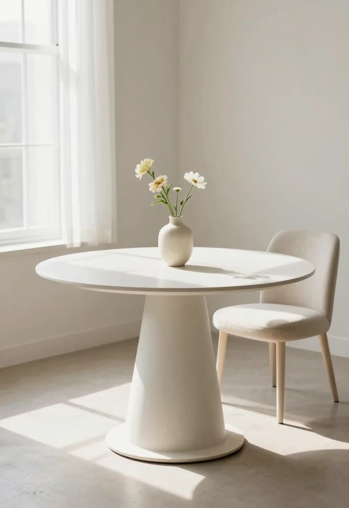 16 Round Table Decor Living Room Ideas for Soft Balanced Styling - 4. Minimalist Style 1