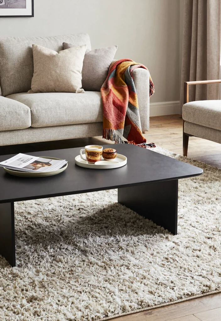 16 Rugs in Living Room Size Ideas: Get Proportions Right - 11. Textured Rugs for Added Interest 1