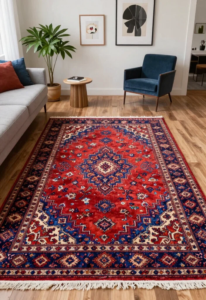 16 Rugs in Living Room Size Ideas: Get Proportions Right - 9. Vintage Rugs: Timeless Appeal 1