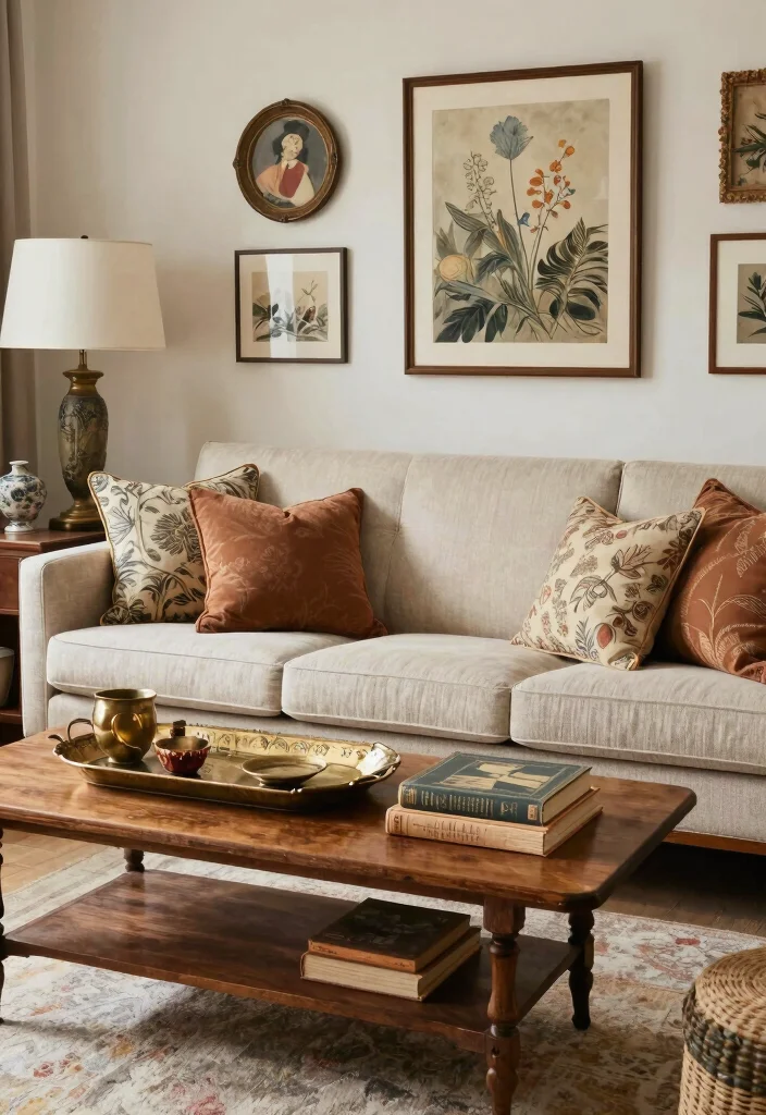 17 Chic Feminine Living Room Decor Ideas for Your Girl Apartment - 12. Vintage Finds 1