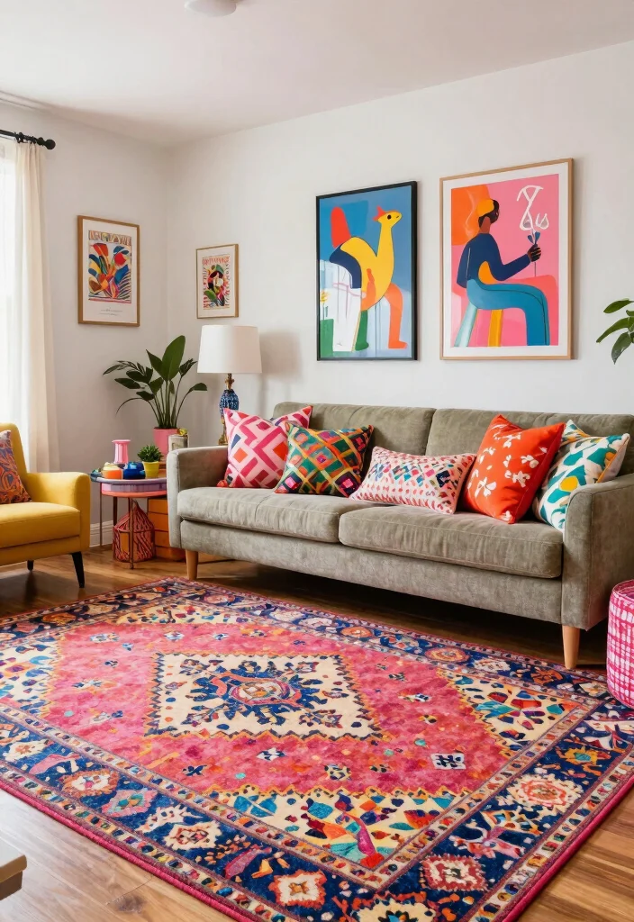 17 Chic Feminine Living Room Decor Ideas for Your Girl Apartment - 16. Playful Patterns 1