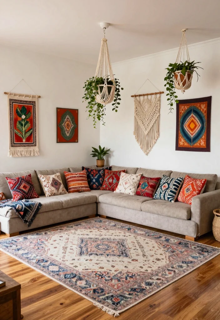 17 Chic Feminine Living Room Decor Ideas for Your Girl Apartment - 2. Bohemian Accents 1