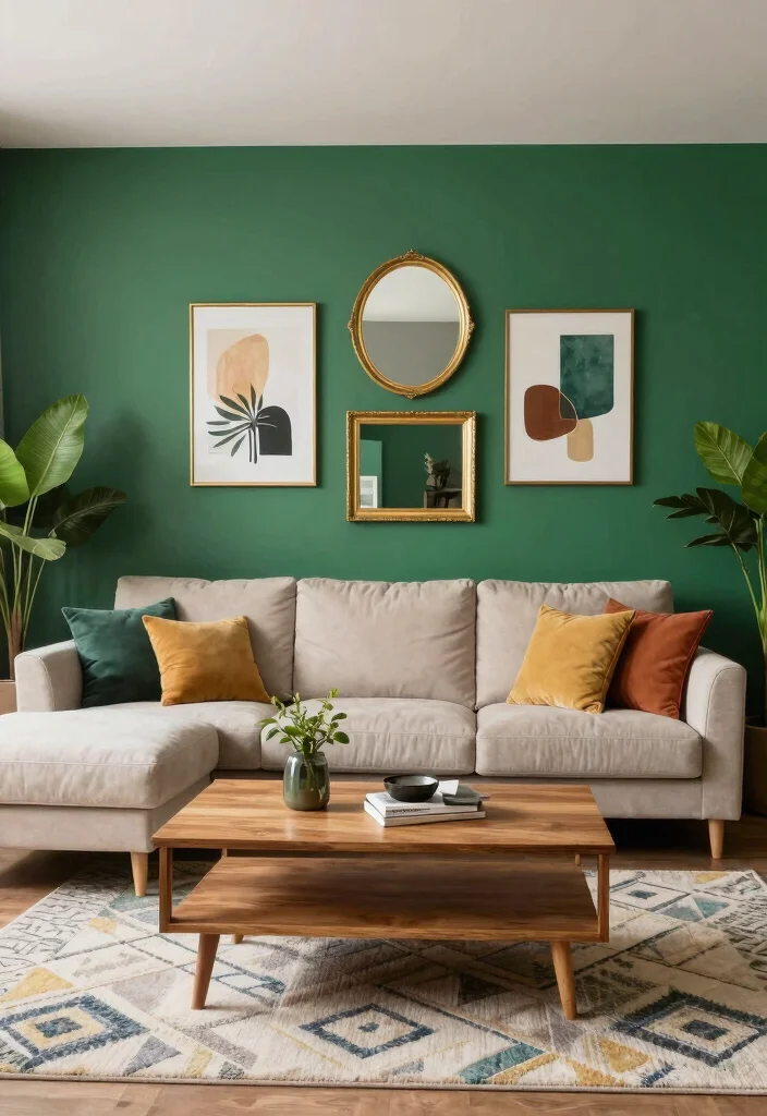 17 Emerald Green Living Room Decor Ideas Rich Luxe Vibes - 1. Emerald Green Accent Walls 1