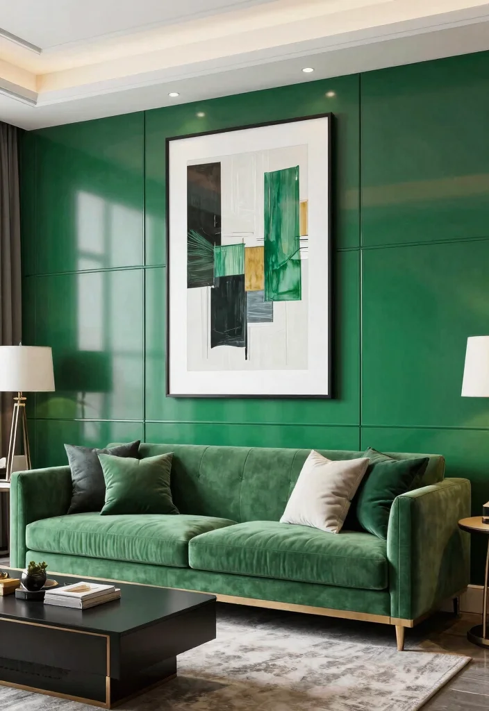 17 Emerald Green Living Room Decor Ideas Rich Luxe Vibes - 15. Emerald Green Decorative Wall Panels 1