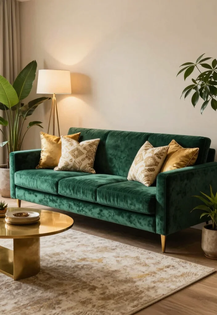 17 Emerald Green Living Room Decor Ideas Rich Luxe Vibes - 2. Luxurious Velvet Sofas 1