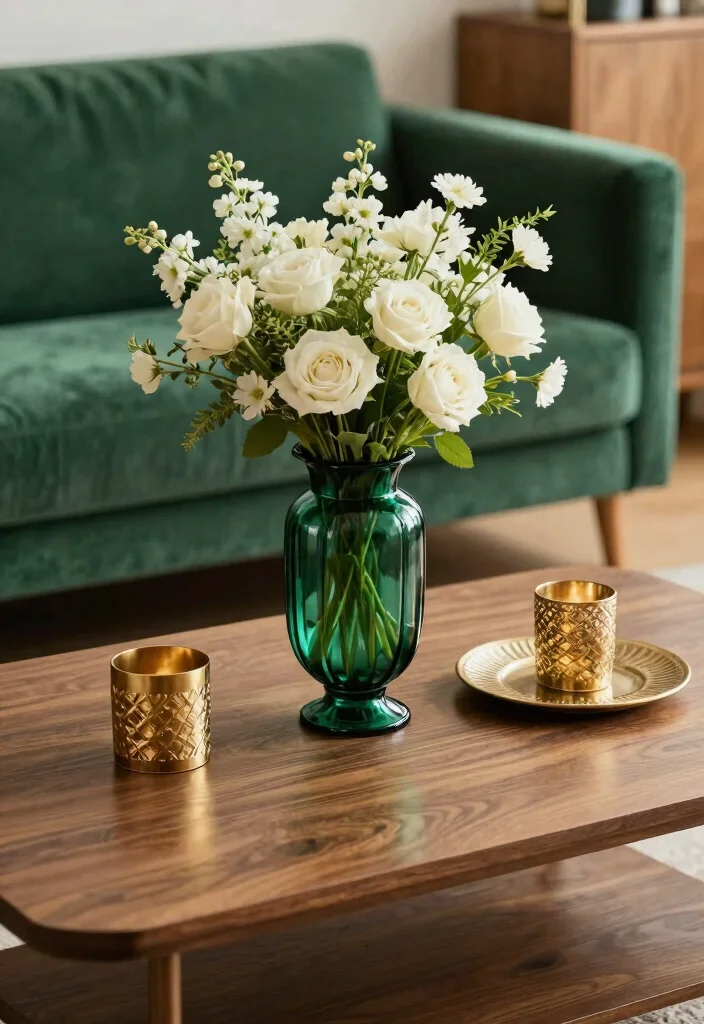 17 Emerald Green Living Room Decor Ideas Rich Luxe Vibes - 9. Decorative Accents 1