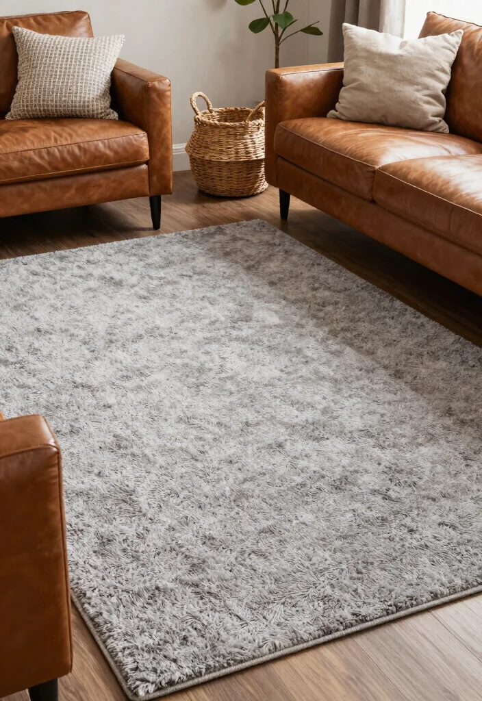 17 Gray Rug Living Room Ideas: Neutral Modern Base - 14. Texture Play 1