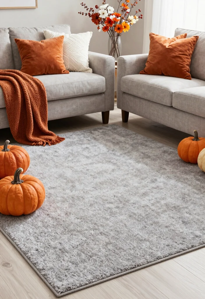 17 Gray Rug Living Room Ideas: Neutral Modern Base - 15. Seasonal Decor Adjustments 1