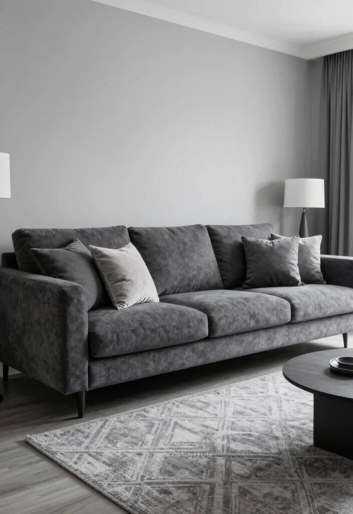 17 Gray Rug Living Room Ideas: Neutral Modern Base - 2. Monochrome Magic 1