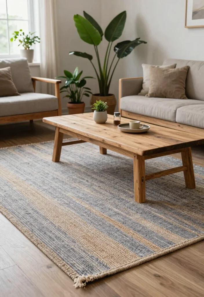 17 Gray Rug Living Room Ideas: Neutral Modern Base - 8. Natural Elements 1