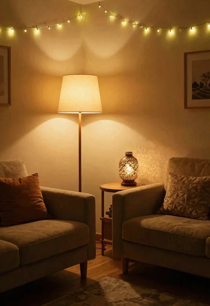 17 Living Room Couch and Two Chairs Ideas for a Balanced, Cozy Layout - 10. Cozy Lighting Sources 1