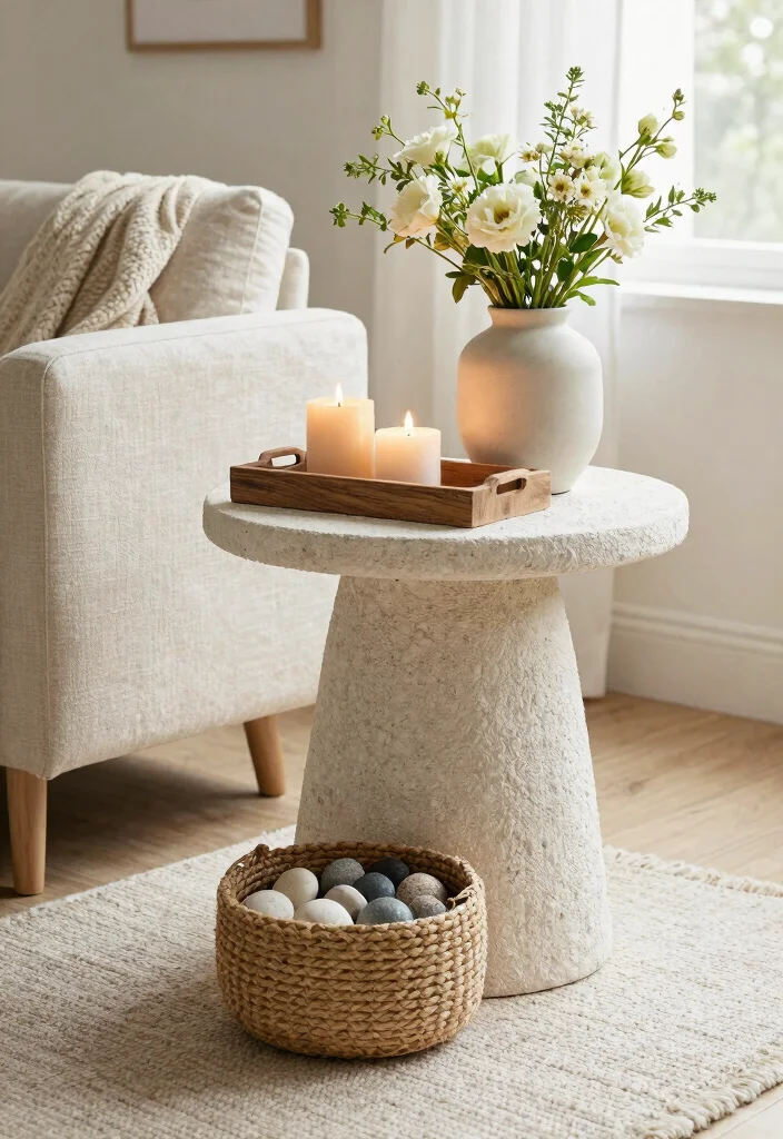 17 Living Room End Table Decor Ideas Styled Functional Accents - 1. Mix Textures with Natural Elements 1