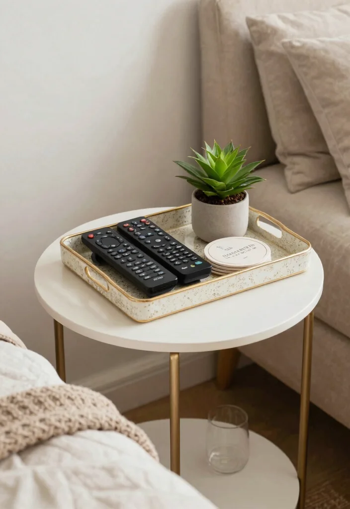 17 Living Room End Table Decor Ideas Styled Functional Accents - 14. Incorporate a Small Tray for Organization 1