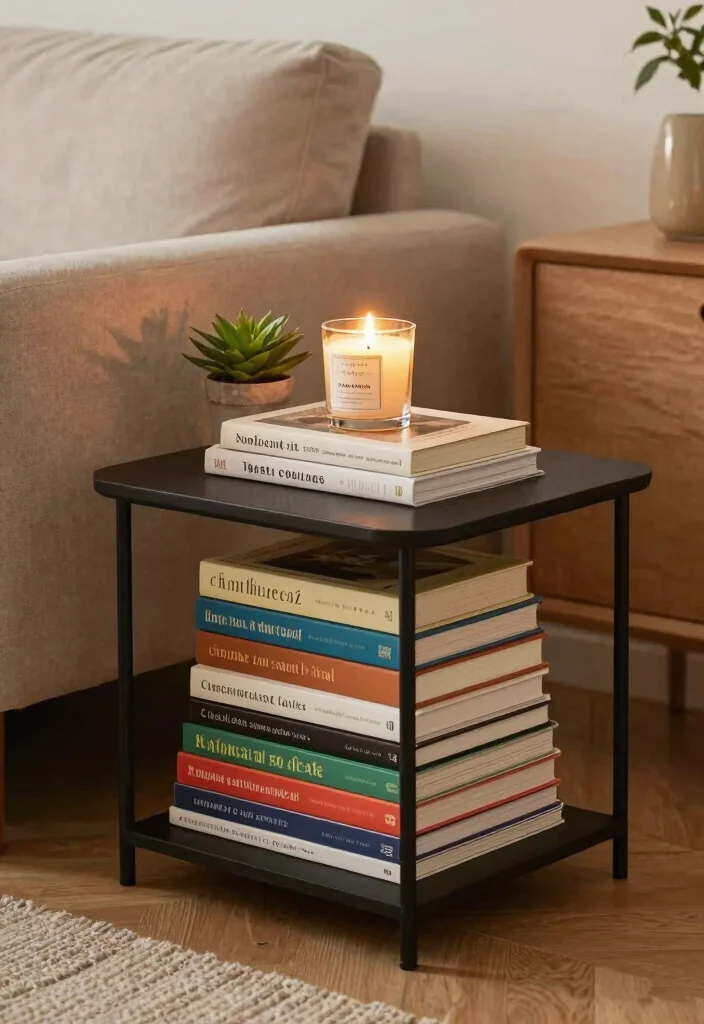 17 Living Room End Table Decor Ideas Styled Functional Accents - 3. Use Books as a Stylish Base 1