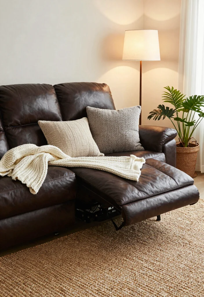 17 Recliner Sofa Living Room Decor Ideas for Relaxed Functional Style - 2. Layer Textures for Comfort 1