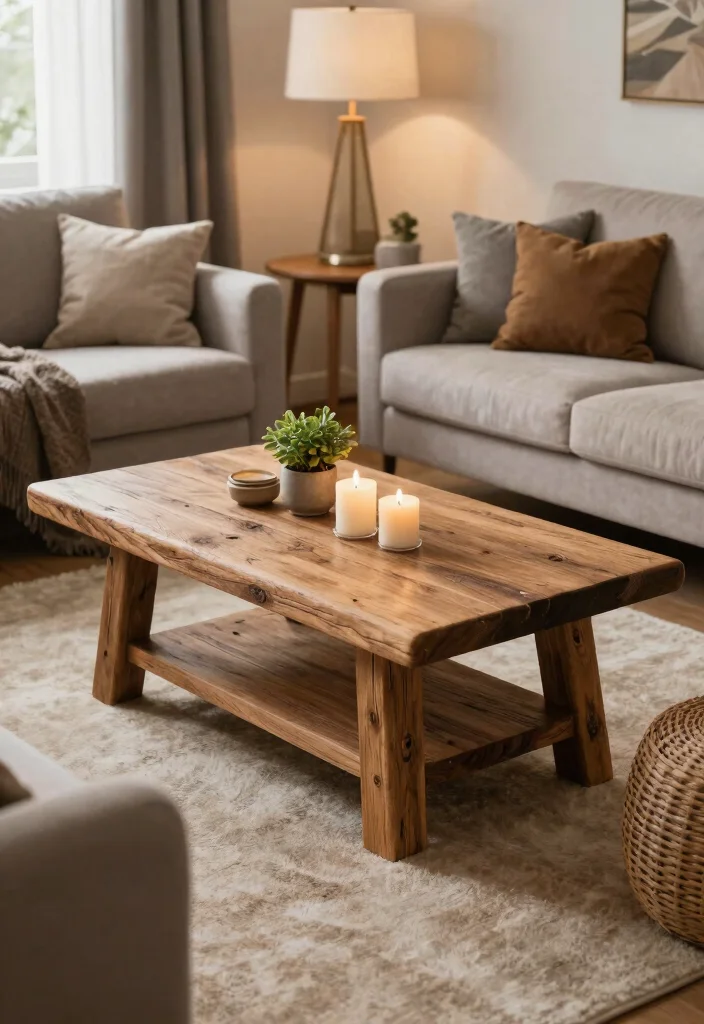 17 Tea Table Design for Living Room Ideas: Elegant Practical Style - 14. Rustic Chic 1