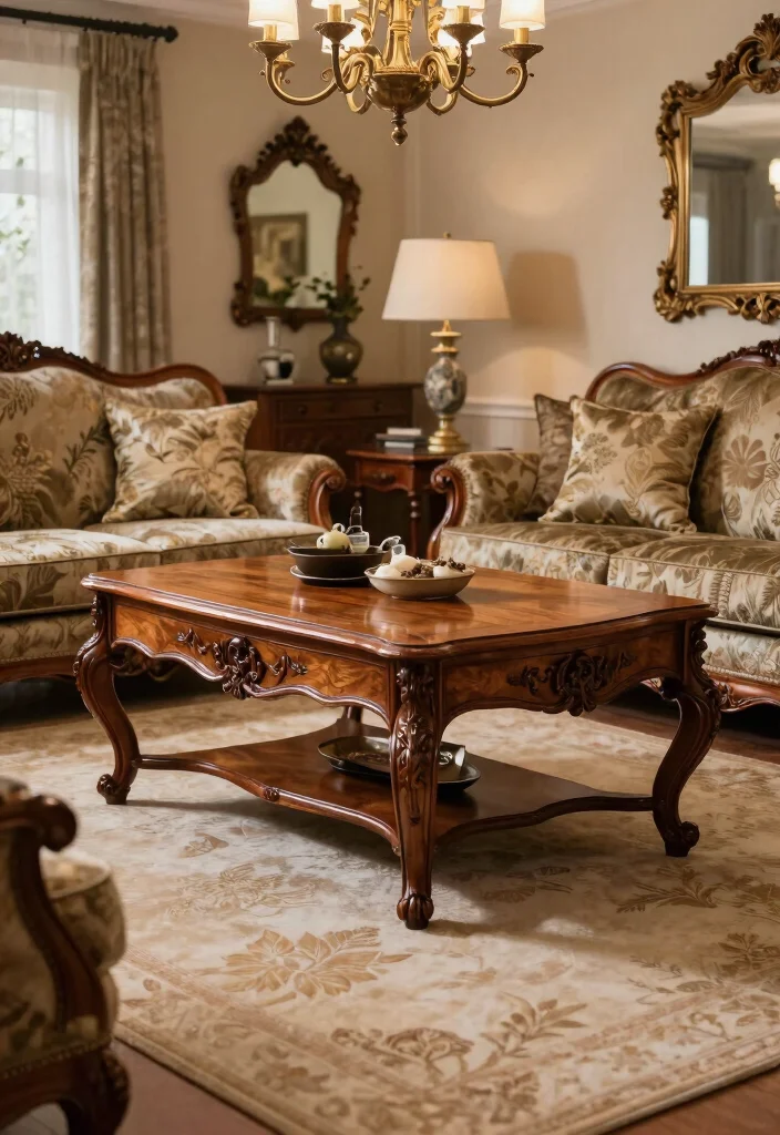 17 Tea Table Design for Living Room Ideas: Elegant Practical Style - 17. Timeless Classic Elegance 1