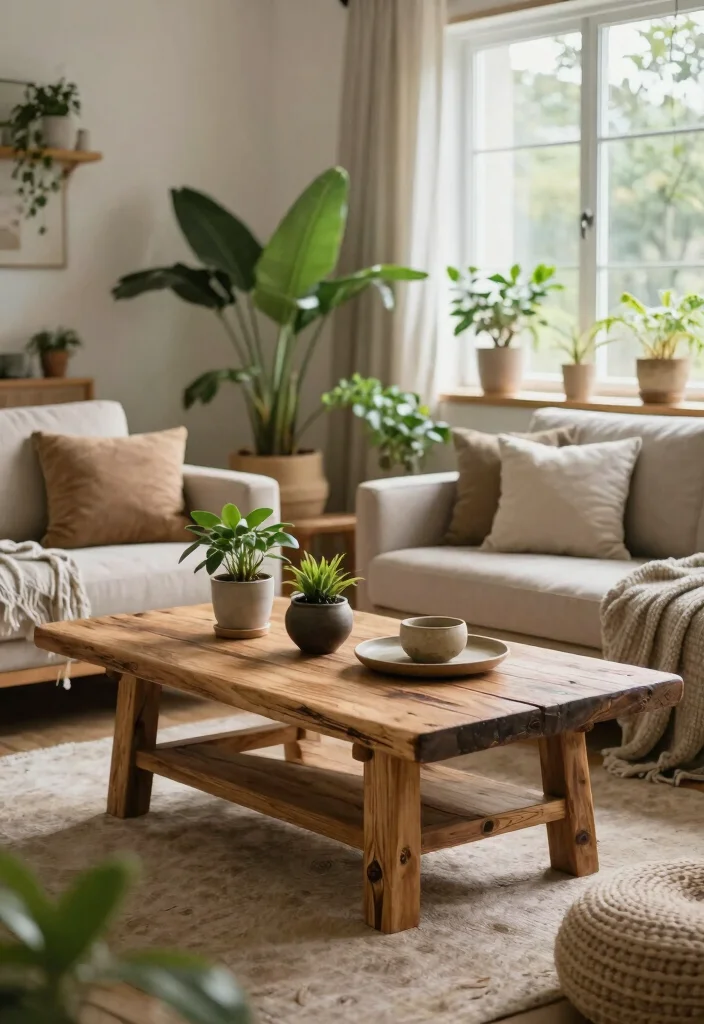 17 Tea Table Design for Living Room Ideas: Elegant Practical Style - 6. Eco-Friendly Designs 1