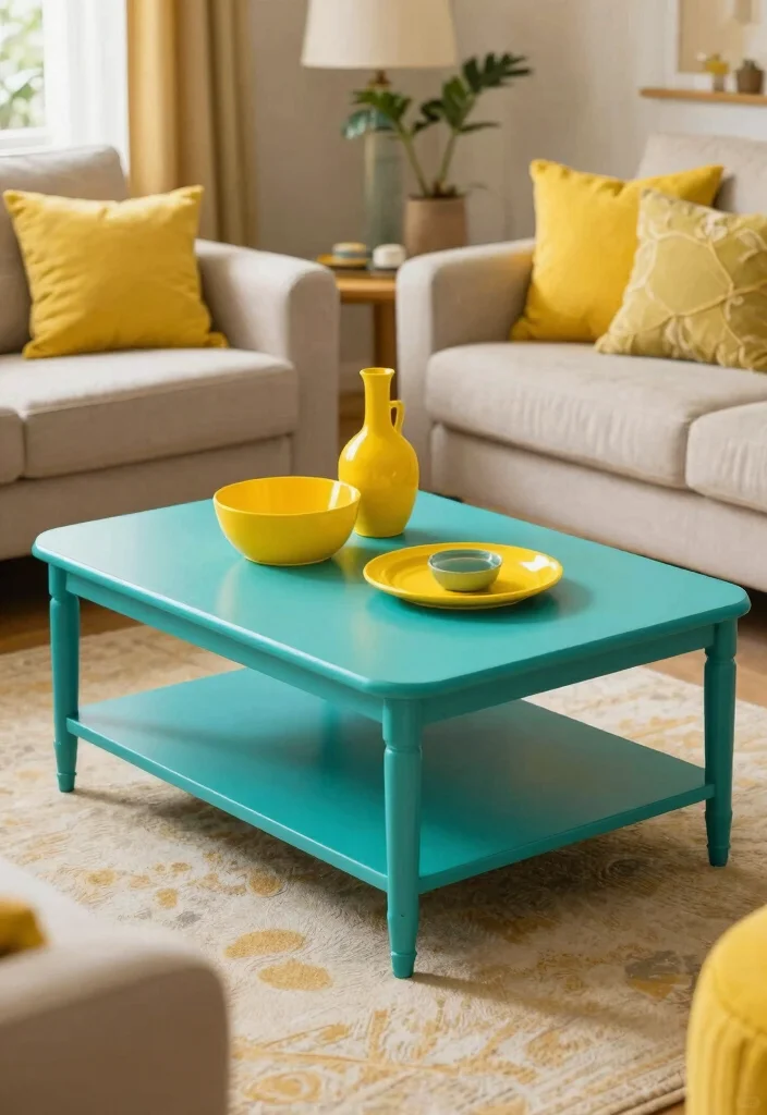 17 Tea Table Design for Living Room Ideas: Elegant Practical Style - 8. Statement-Worthy Colors 1