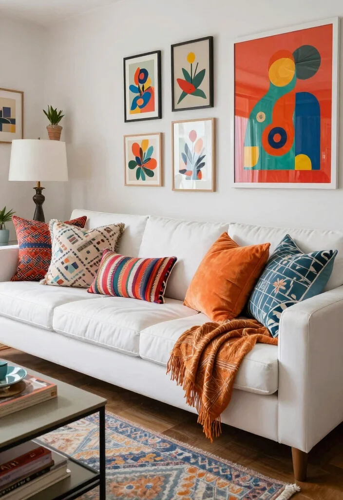 17 White Leather Couch Living Room Ideas: Sleek Modern Luxury - 10. Eclectic Mix 1