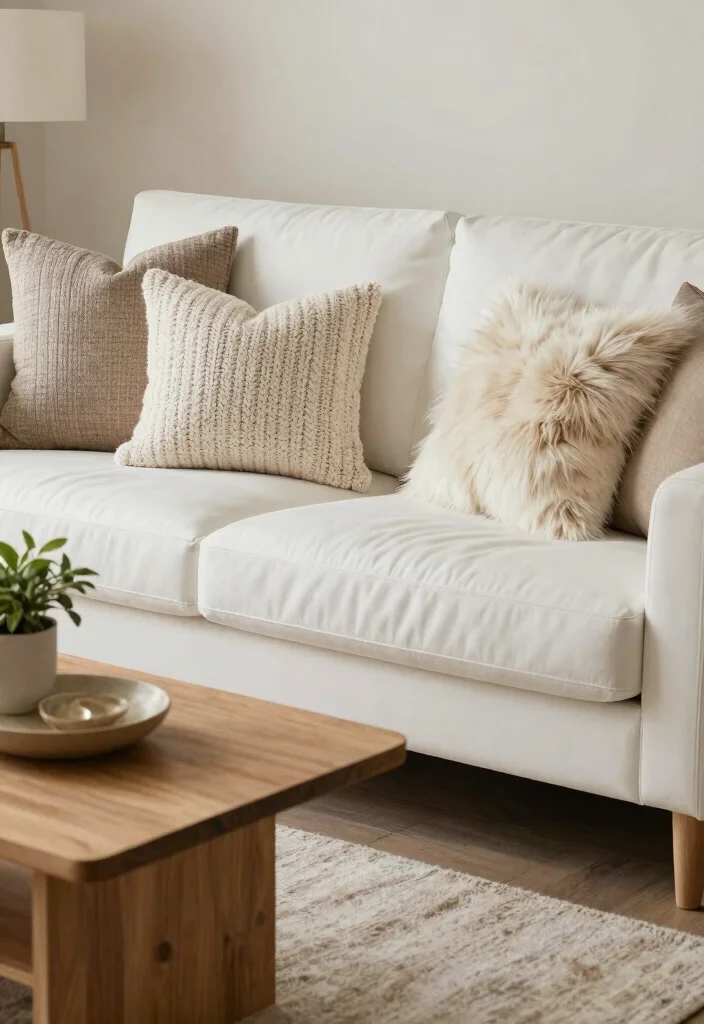 17 White Leather Couch Living Room Ideas: Sleek Modern Luxury - 2. Textured Accents 1