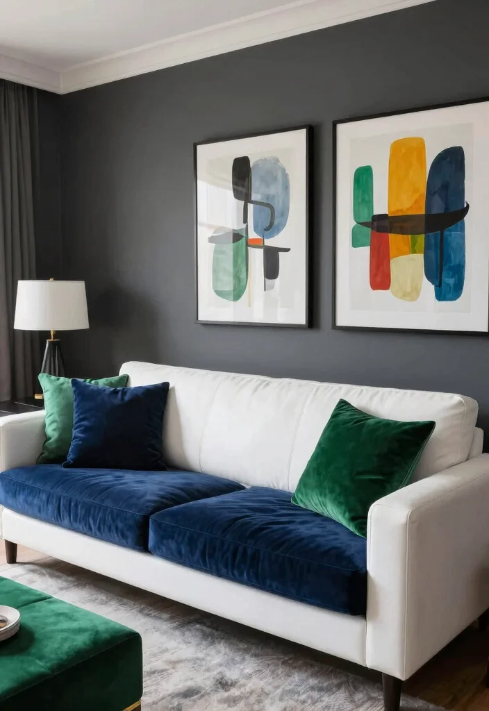 17 White Leather Couch Living Room Ideas: Sleek Modern Luxury - 3. Bold Contrast 1