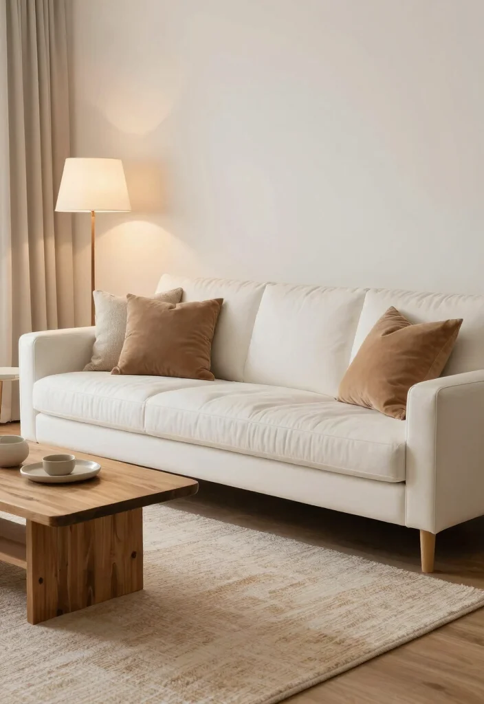 17 White Leather Couch Living Room Ideas: Sleek Modern Luxury - 4. Soft Neutrals 1