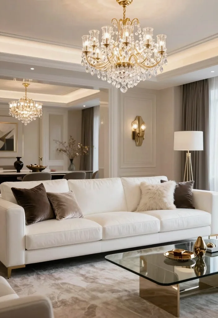 17 White Leather Couch Living Room Ideas: Sleek Modern Luxury - 8. Elegant Glamour 1