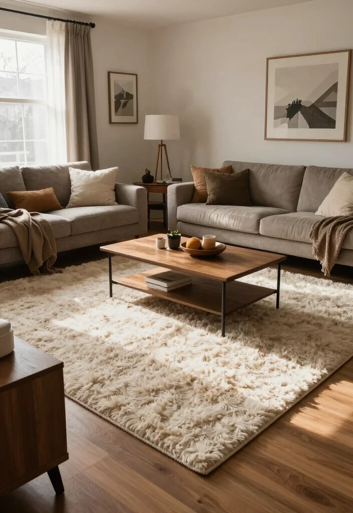17 Wool Rugs Living Room Ideas Cozy Natural Texture - 10. Utilize Area Rugs Strategically 1
