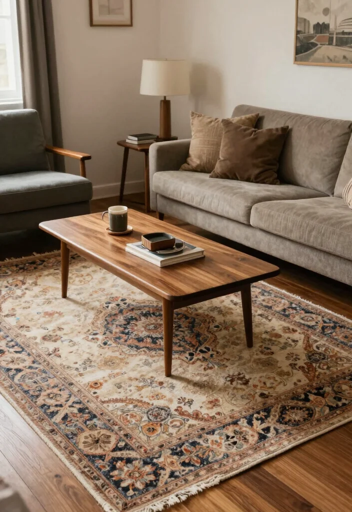 17 Wool Rugs Living Room Ideas Cozy Natural Texture - 6. Embrace Vintage Charm 1