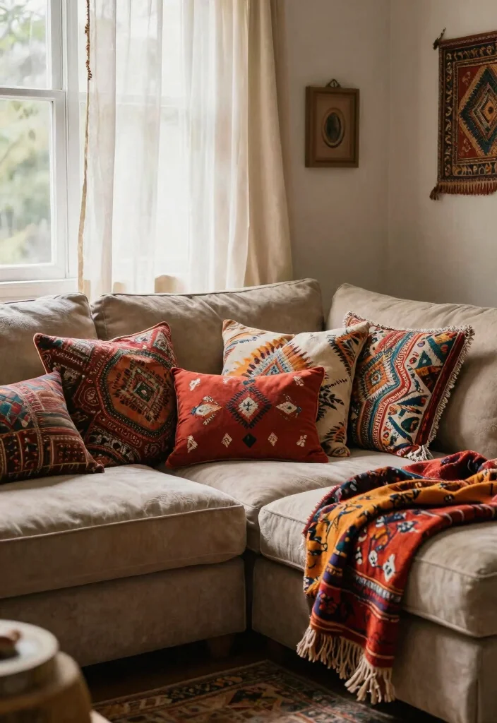 18 Affordable Living Room Decor Ideas Stylish on a Budget - 10. Bohemian Textiles 1