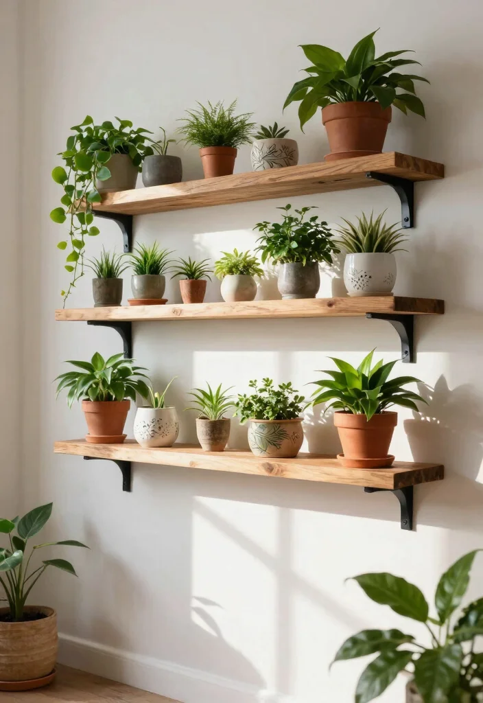 18 Affordable Living Room Decor Ideas Stylish on a Budget - 3. DIY Shelves for Plants 1