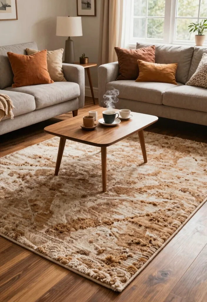 18 Affordable Living Room Decor Ideas Stylish on a Budget - 5. Textured Rugs 1