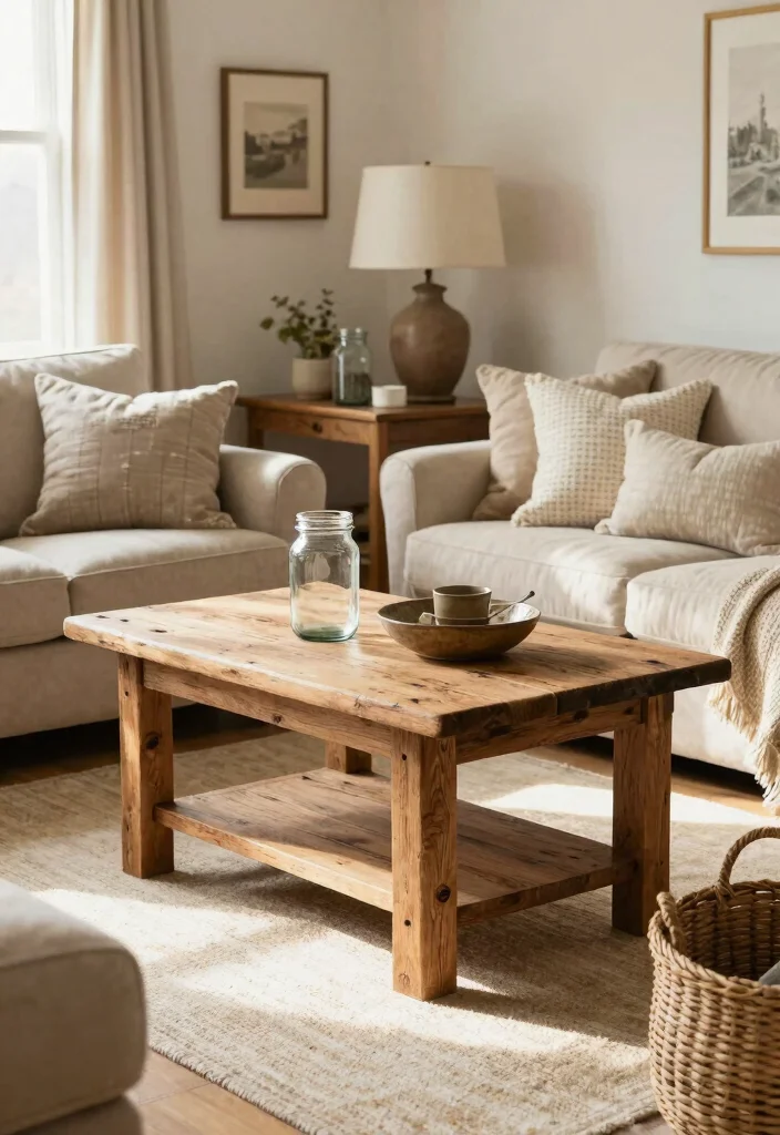 18 Centre Table Living Room Modern Luxury Furniture Ideas - 18. Farmhouse Chic 1